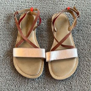 EUC Next Rose Gold and Leather Kids Sandals